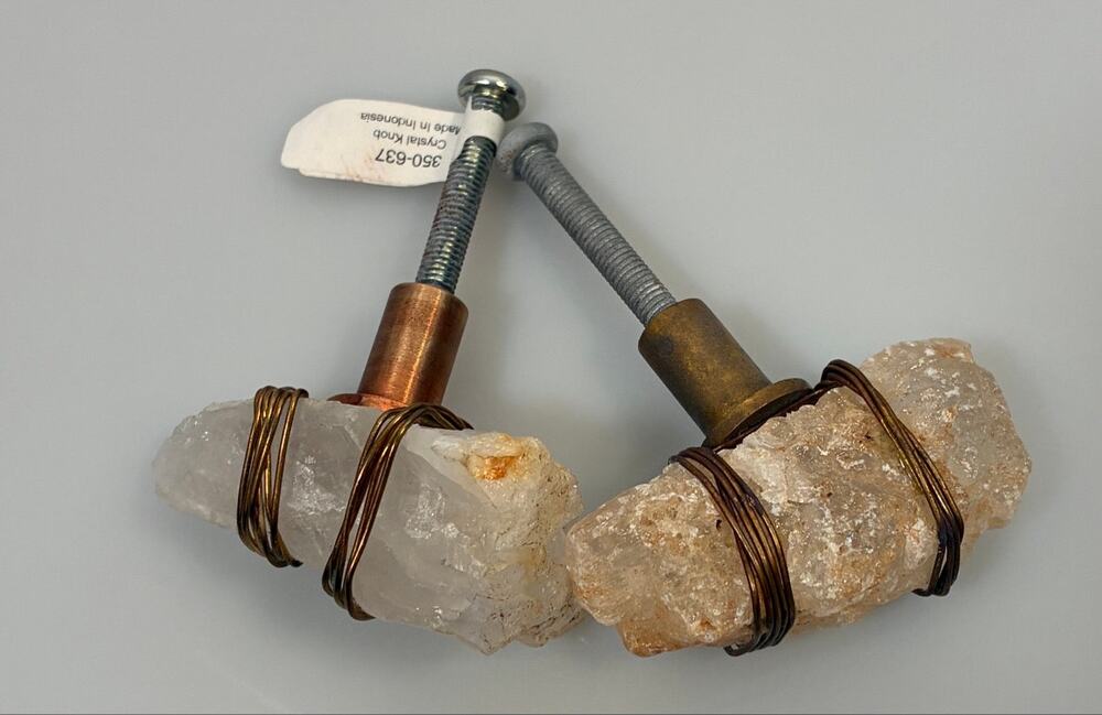 CB2 Crystal Knob Pair Quartz Wire Wrapped Cabinet Pulls